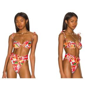Revolve x Agua Bendita Bikini Set Donna Blossom Top M and Bottom S NWT